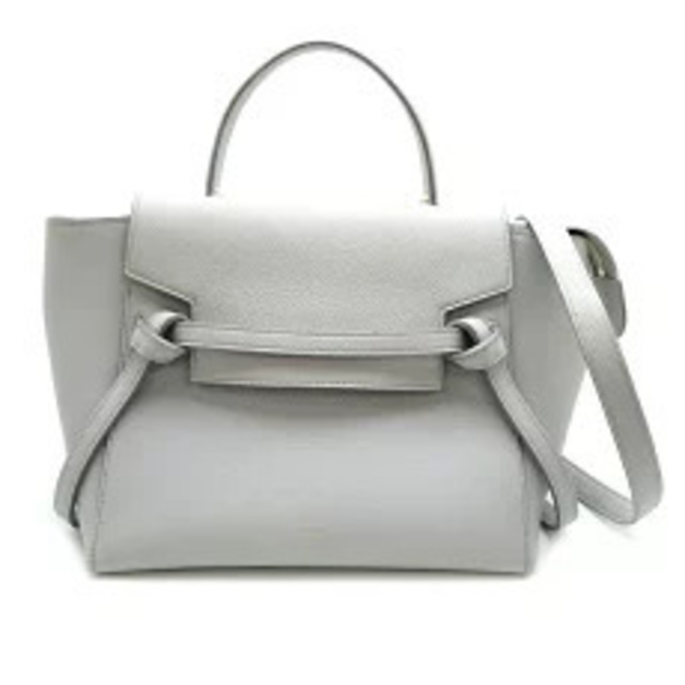 Celine Belt Body Waist Crossbody Bag Handbag Leather Gray